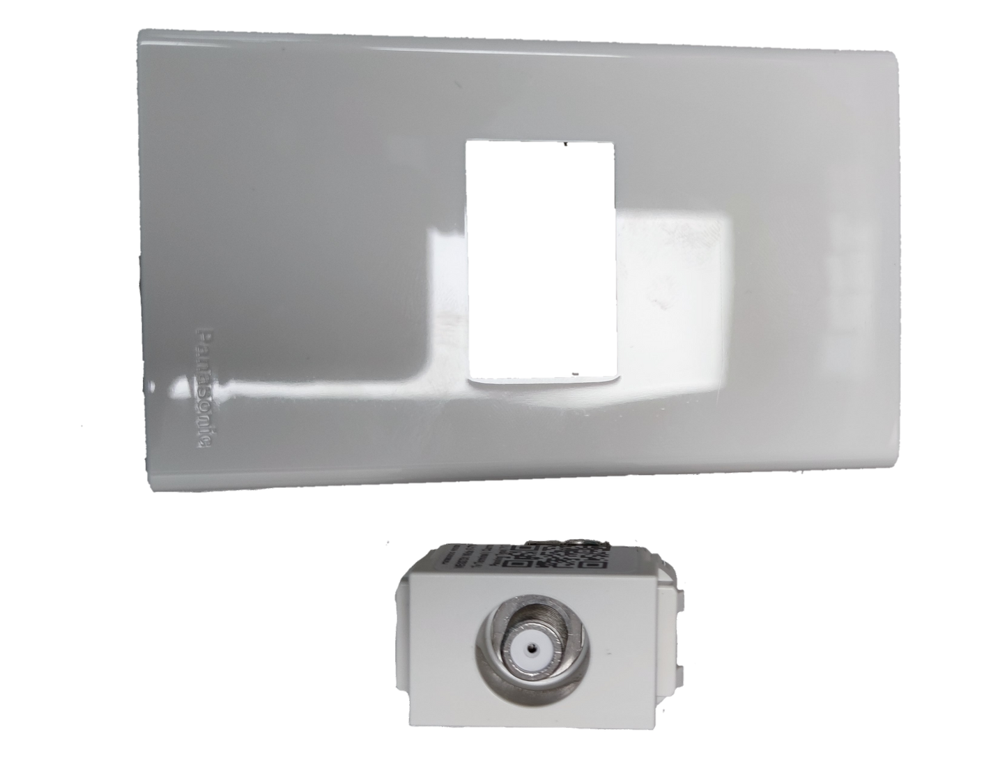 Panasonic 1 Gang F Type Television Terminal with white wall plate for cable TV connection