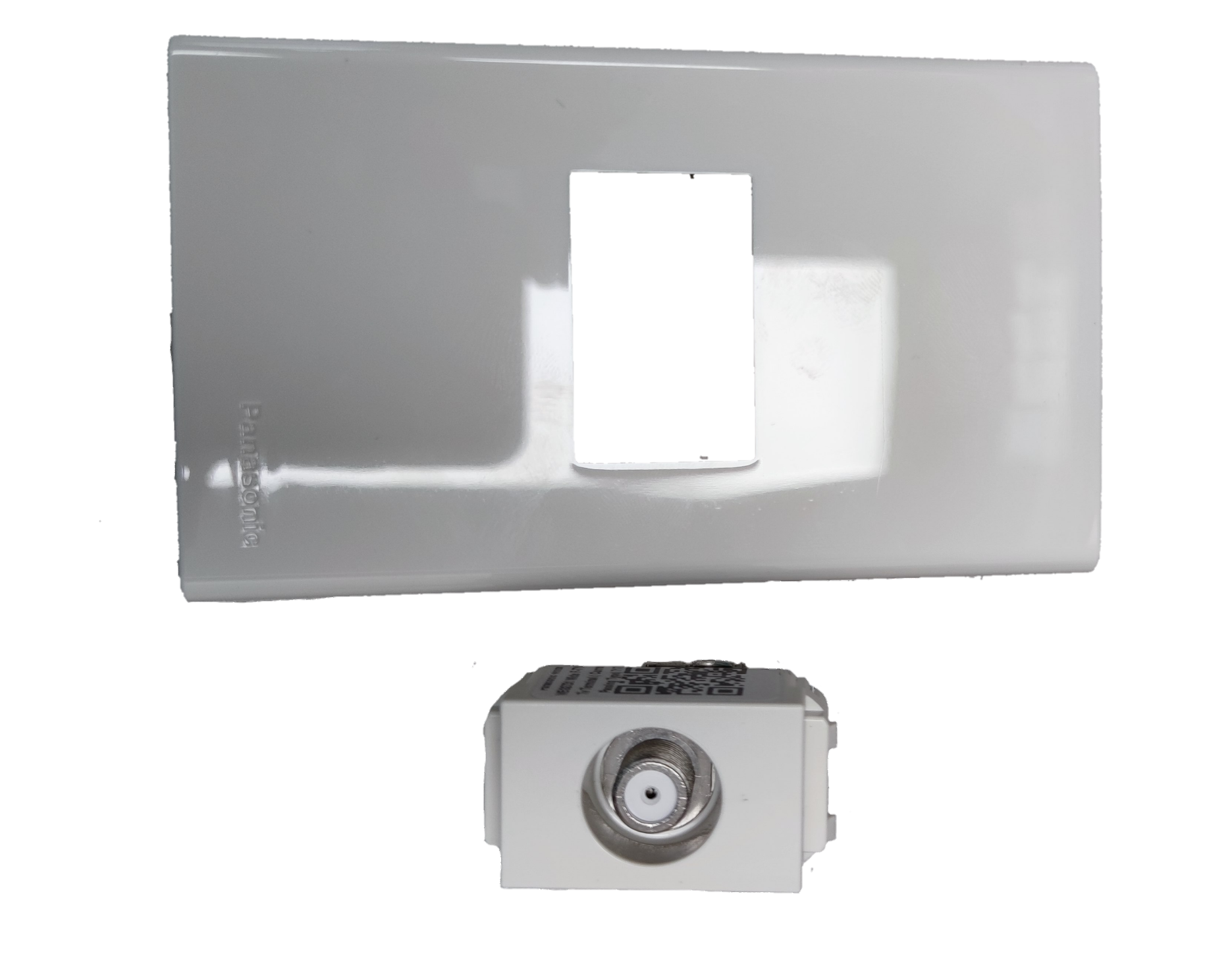 Panasonic 1 Gang F Type Television Terminal with white wall plate for cable TV connection