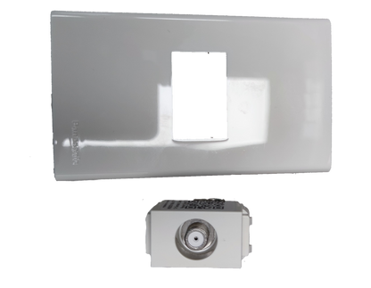 Panasonic 1 Gang F Type Television Terminal with white wall plate for cable TV connection