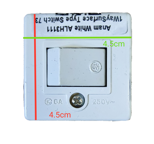 Anam 1 Gang Switch 6A 250V Surface type in white for easy installation and reliable performance