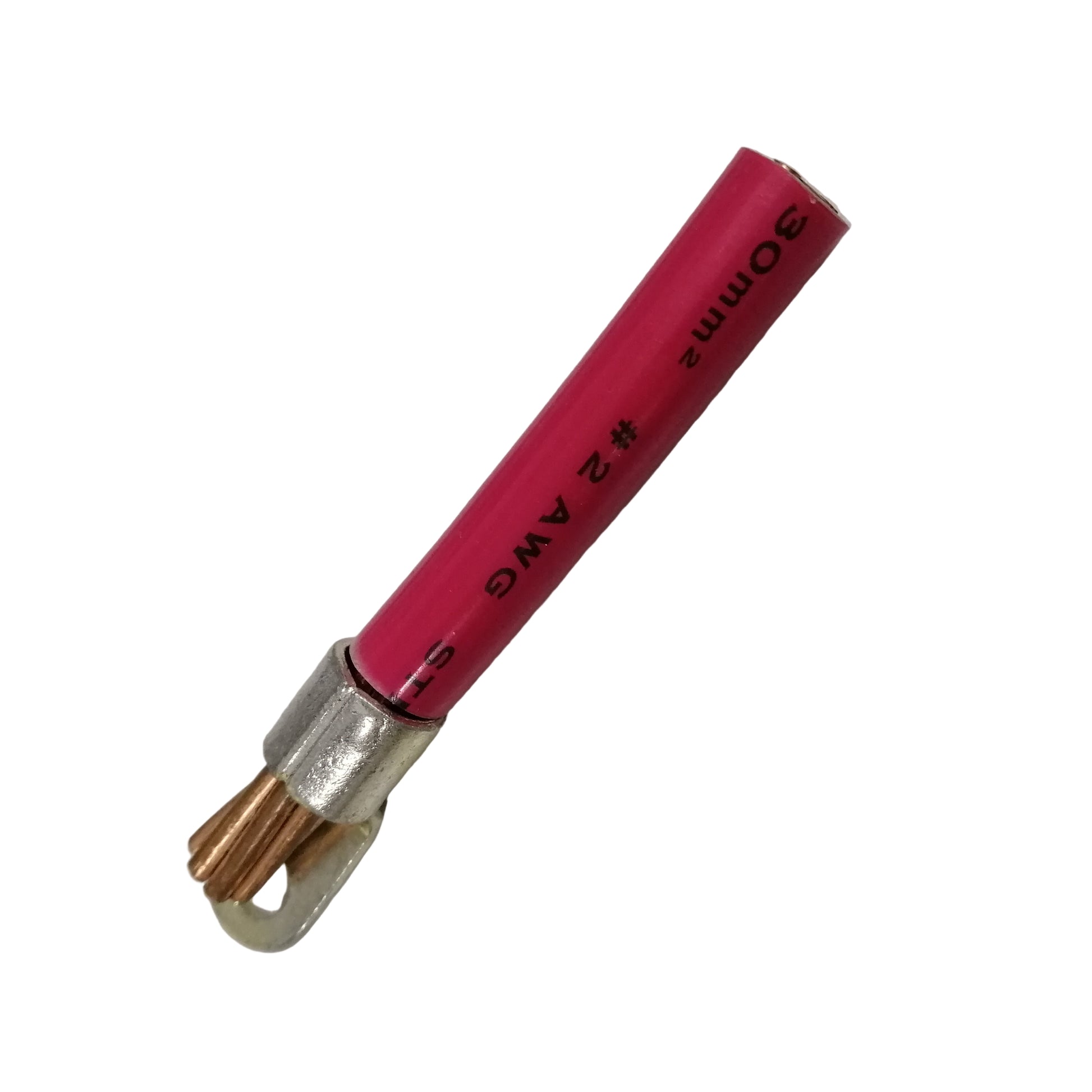 1 hole terminal lug 22mm to 30mm Short barrel with pink insulation and copper wire for secure electrical connections
