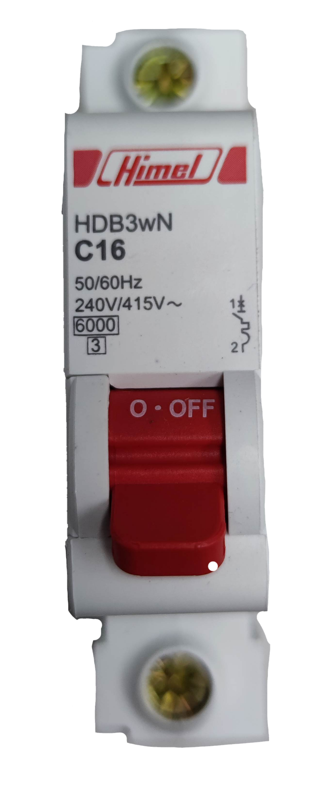 Himel 1 pole Miniature Circuit Breaker 220V 6KAIC with red switch and white housing for electrical safety