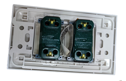 Royu 1 way light switch wide series 3 Device with two outlets and a white base for easy installation