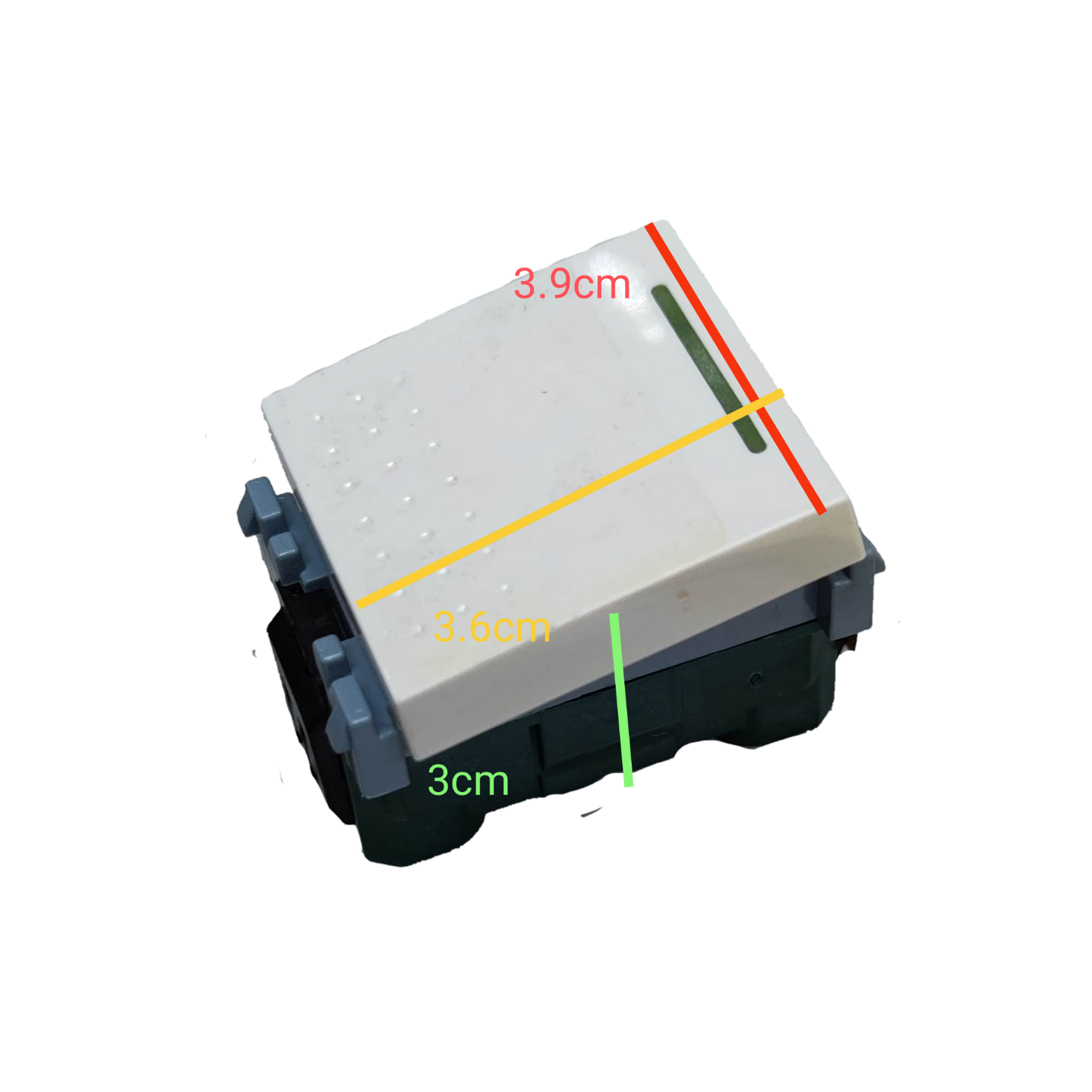 Royu 1 way switch square device featured with compact design and clear measurement markings
