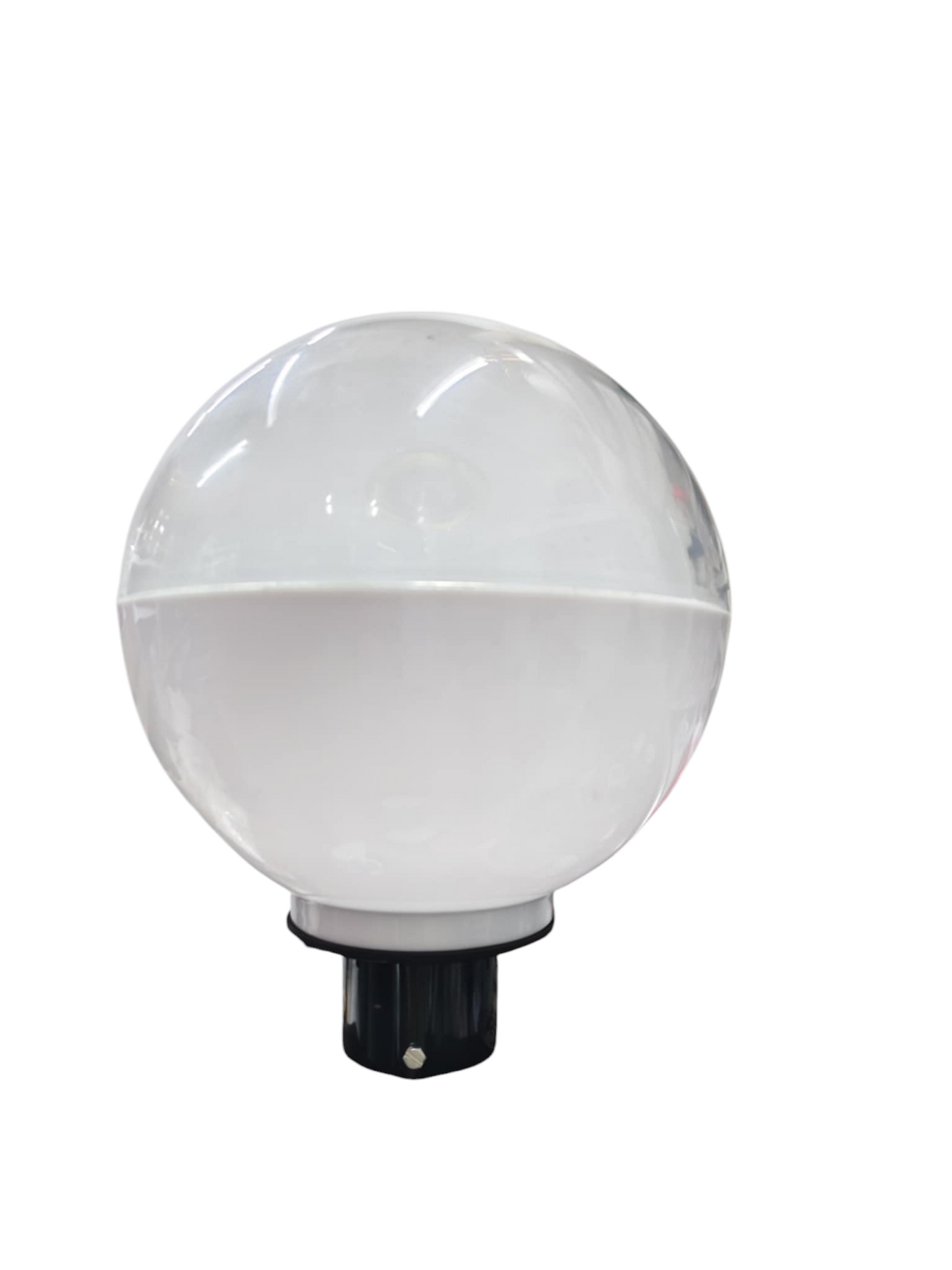 Amco 10 inch acrylic post light globe with clear top and white bottom for outdoor lighting