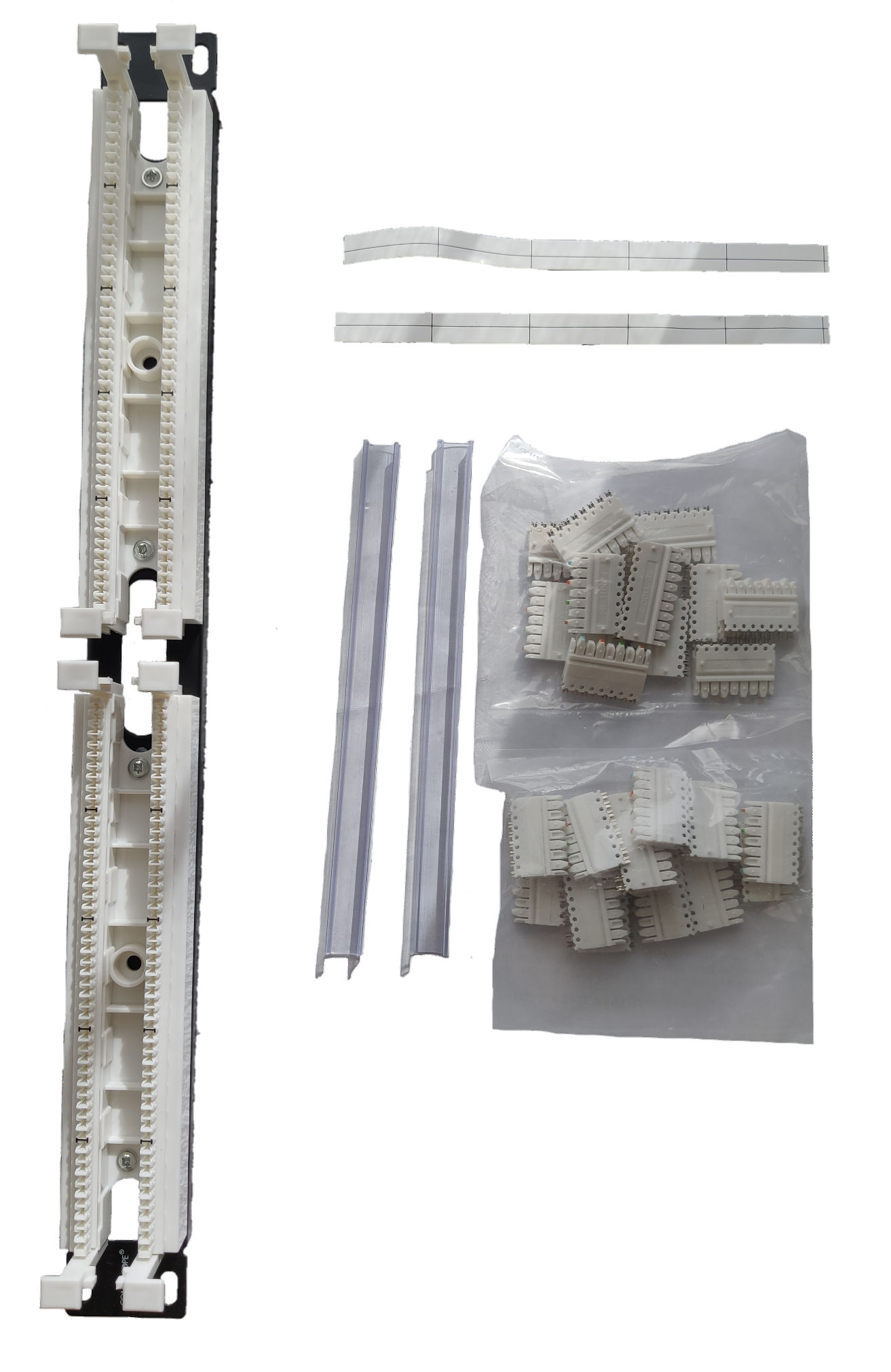 100 pair amp terminal block electrical trade tool set by AMP with multiple white terminal connectors and mounting accessories