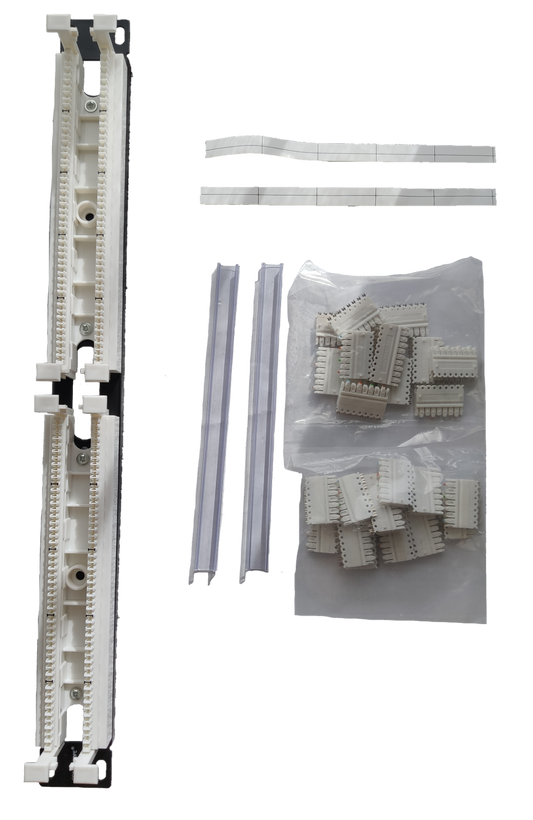 100 pair amp terminal block electrical trade tool set by AMP with multiple white terminal connectors and mounting accessories