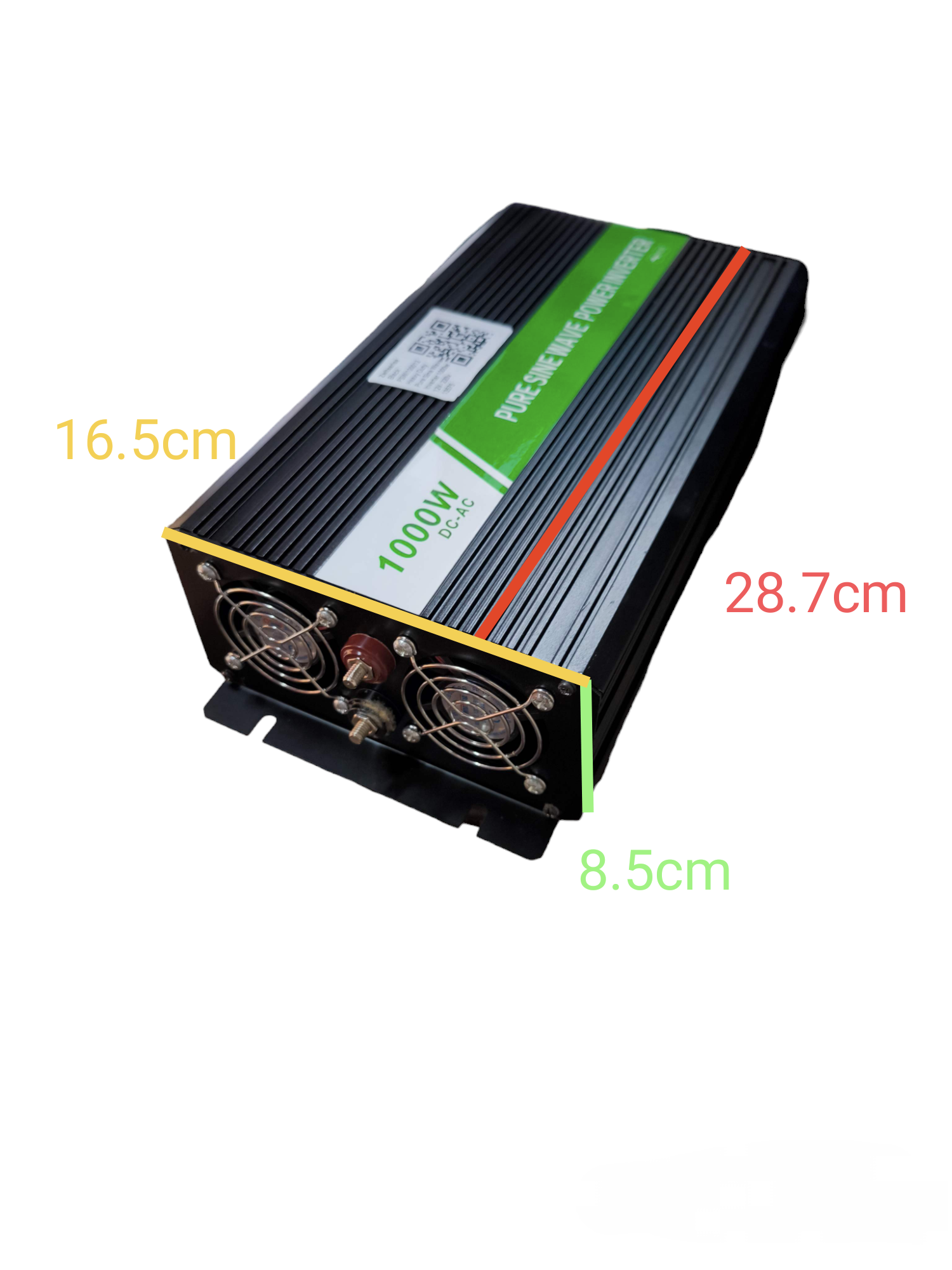 Grippes 1000W Inverter DC to AC 12VDC to 220VAC power converter with cooling fans and compact design