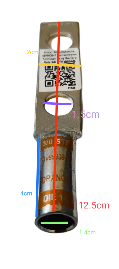 Utilux 1099939-7 Terminal Lugs Compression Type electrical circuitry part with two holes and metal body