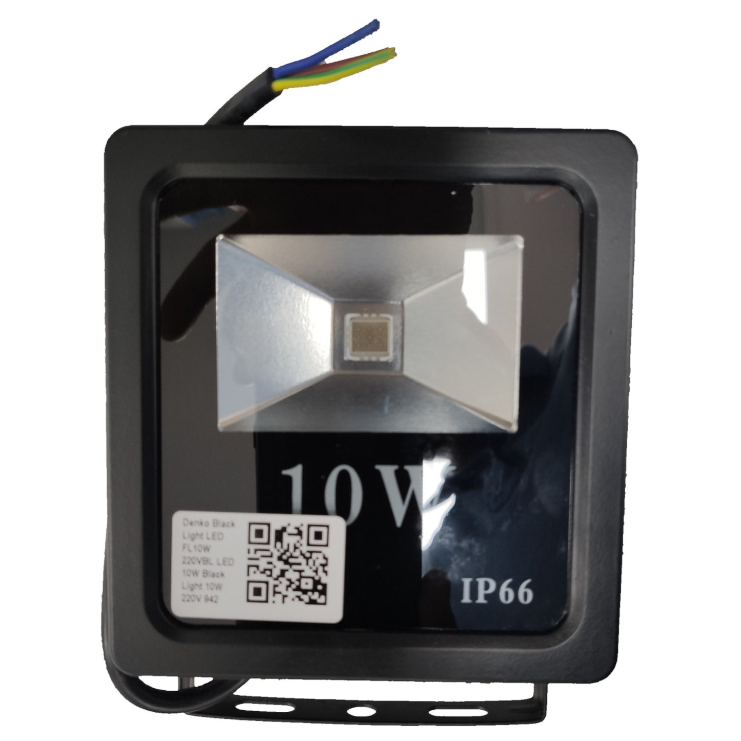 10W LED flood light with wiring on a white background