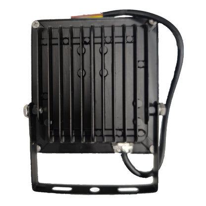 Black rectangular floodlight with a cable on a white background