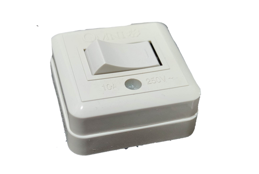 Omni 10A 220V wall light switch in white with a sleek design for easy installation
