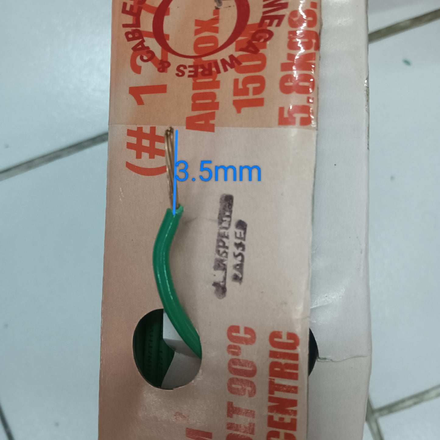 Omega 12 AWG green THHN wire 150 meters with 3.5mm diameter packaged for electrical projects