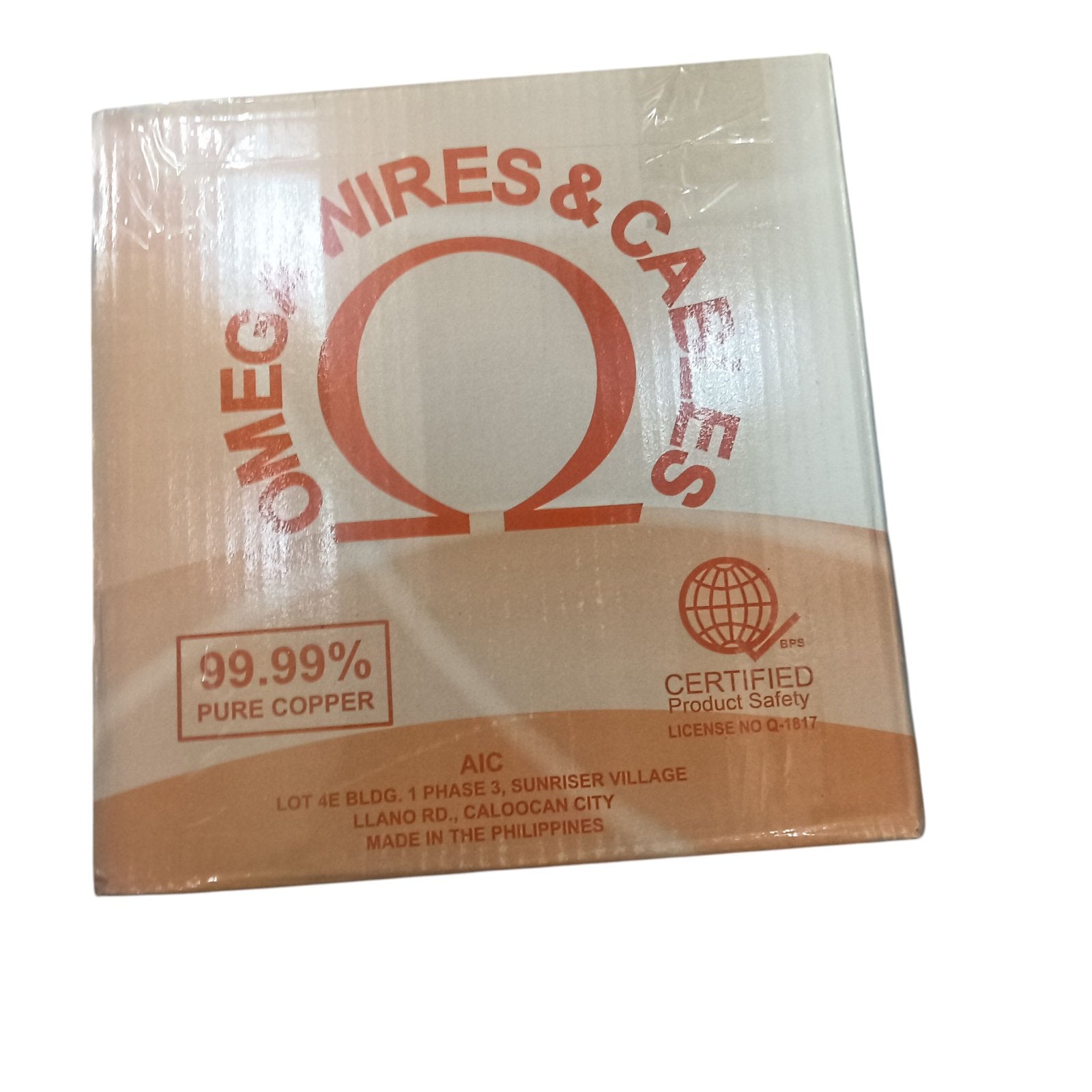Omega 12 AWG THHN stranded wire red 1 Roll in packaging labeled with product details