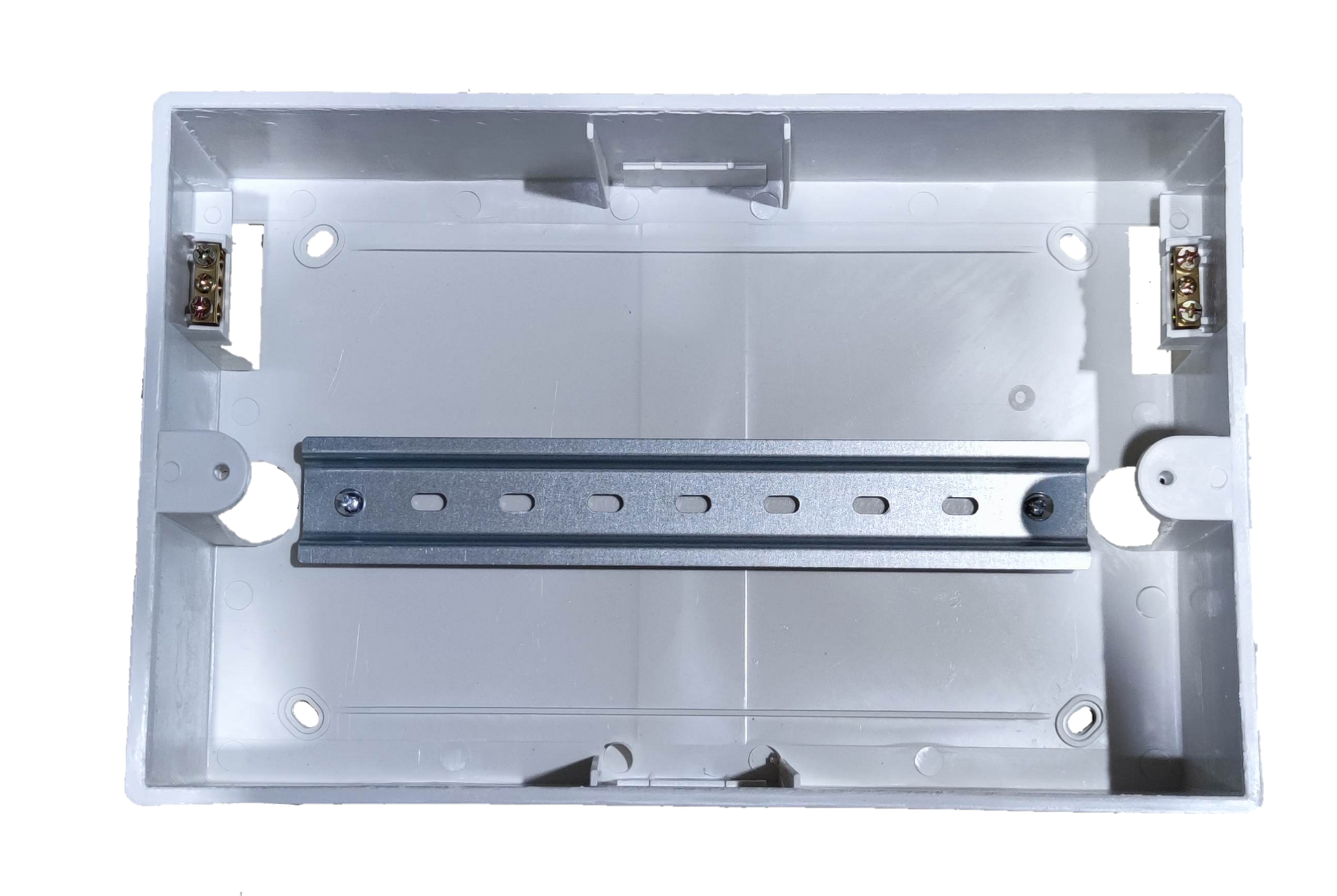 ZY 12 Ways Distribution Box Plastic Base white electrical circuitry part with metal mounting rail