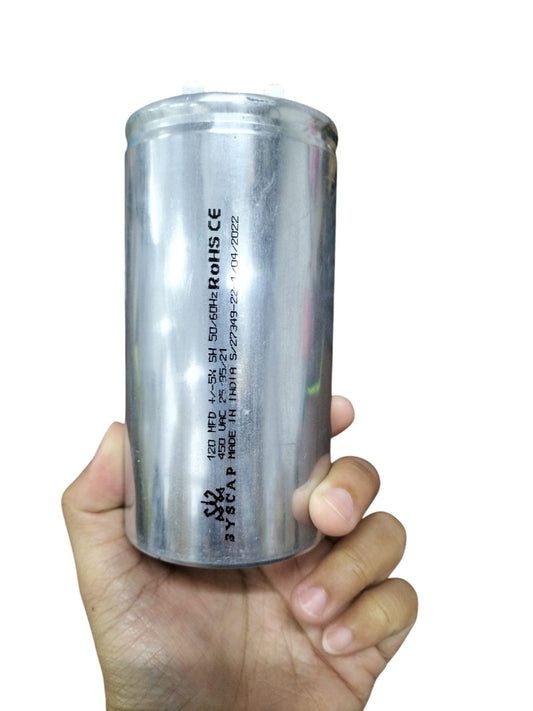 Syscap 120 MFD 450V AC running capacitor Oil Filled for reliable electrical performance