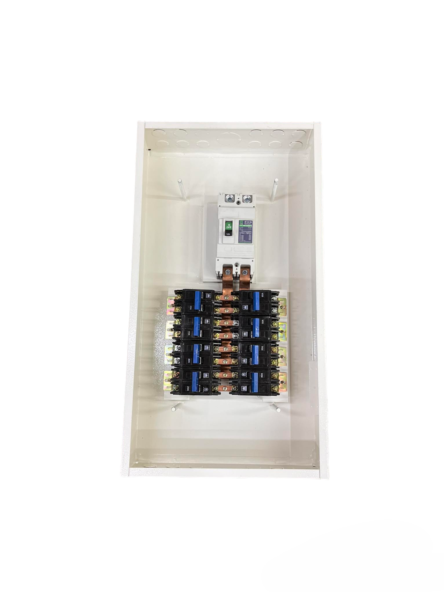 Koten & GE 125A panel board with 8 Branch circuit breakers for electrical installations