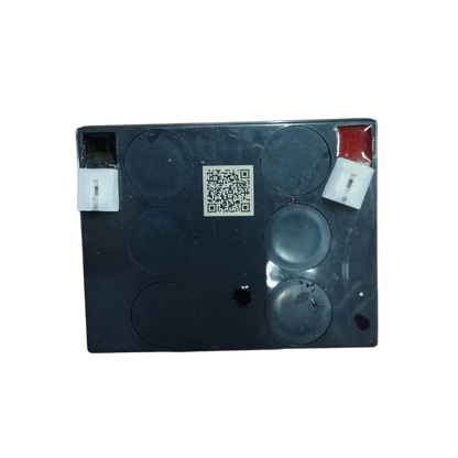 Local 12V 5AH sealed lead acid battery with black casing and red and black terminals