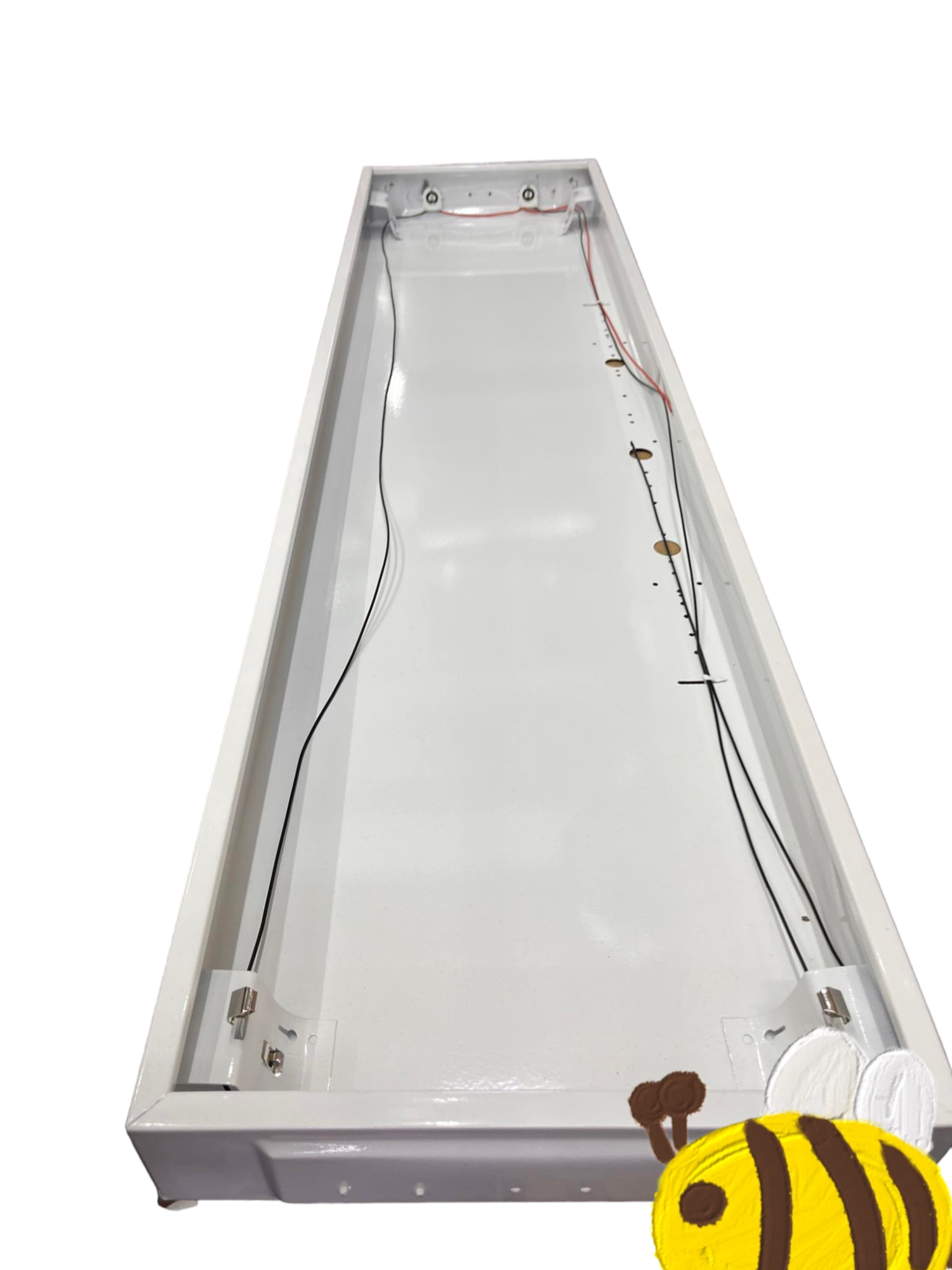 Light Master 12x48 lighting fixture for LED fluorescent tubes with white metal frame and wiring