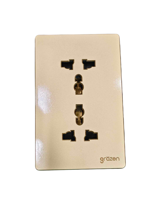 Grazen Duplex Universal Outlet with Ground 16A 220V Available in Gray, Black , White and Gold GW-013