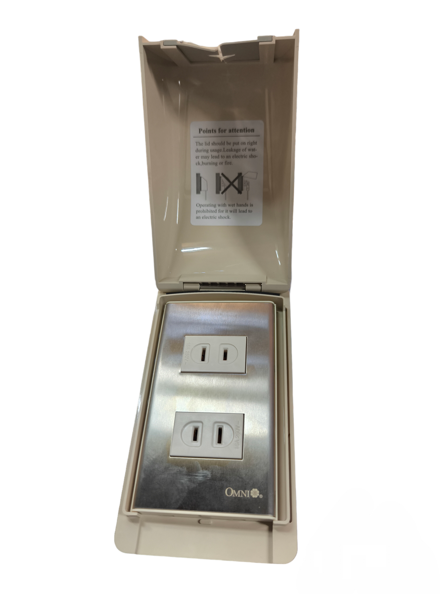 Omni Weatherproof 2 Gang Flat Pin Outlet 15A 250V WPP-601+WWP-112S+(WWR-200x2)