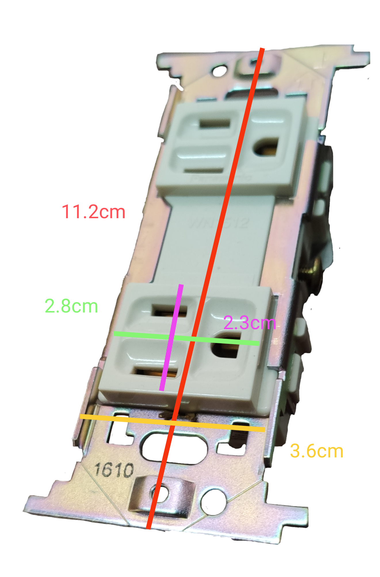Panasonic Duplex Pin Vertical w/ Ground and Strap 10A 250V, Duplex Flat Pin with Ground 10A 250V
