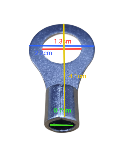 14mm ring terminal lugs made of durable metal with clear measurement indicators for easy reference