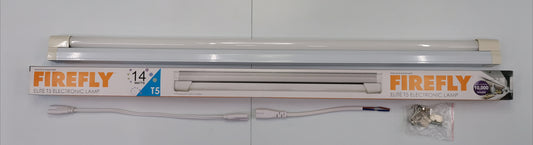 14W T5 fluorescent tube with fixture from Firefly, includes mounting hardware and power cable