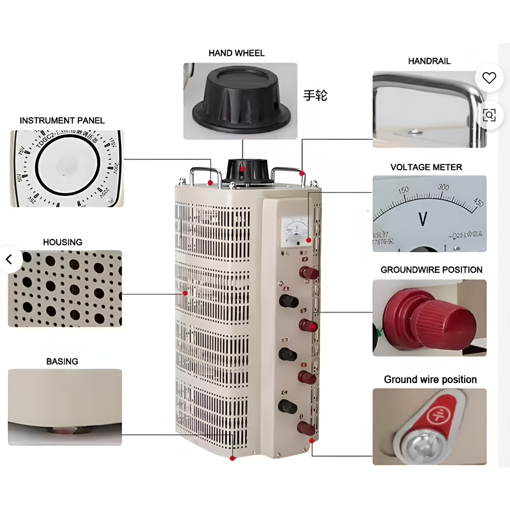 Wixim 15000W 3 Phase Variac 220V Input 0-250V transformer with hand wheel, voltage meter and instrument panel