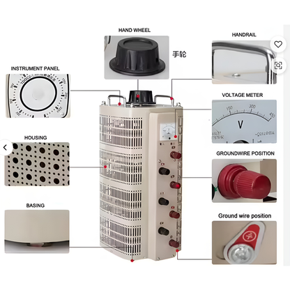 Wixim 15000W 3 Phase Variac 220V Input 0-250V transformer with hand wheel, voltage meter and instrument panel