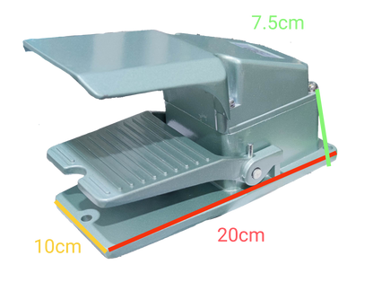 Auspicious 15A foot switch industrial grade in gray metal with measurements for industrial use