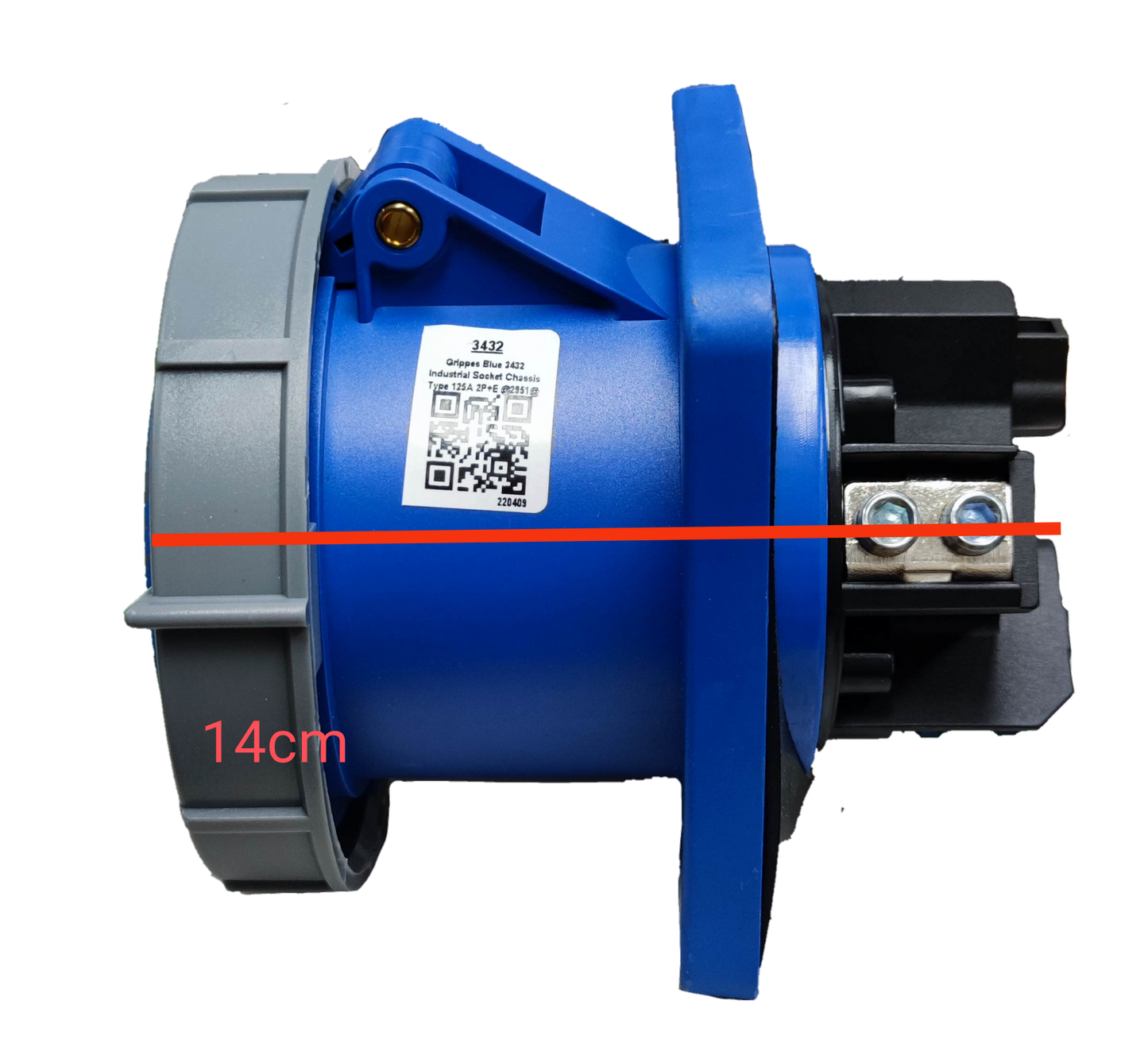 Grippes 125A 2P+E ( 3 Pins) 220V # 3432 Industrial Outlet Chassis Type IEC6309-2