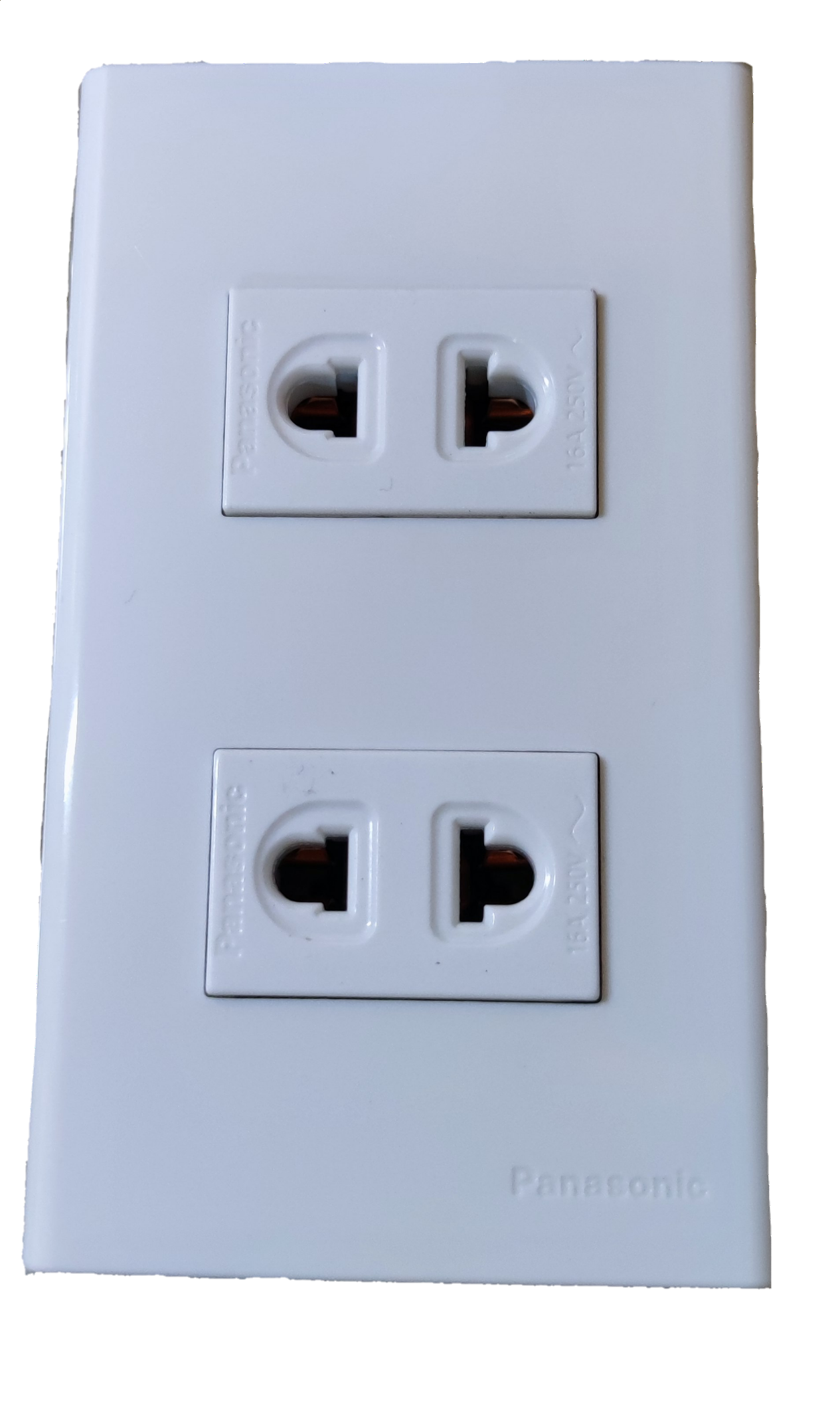 Panasonic 16A 250V double outlet with plate in sleek white design for reliable electrical connections