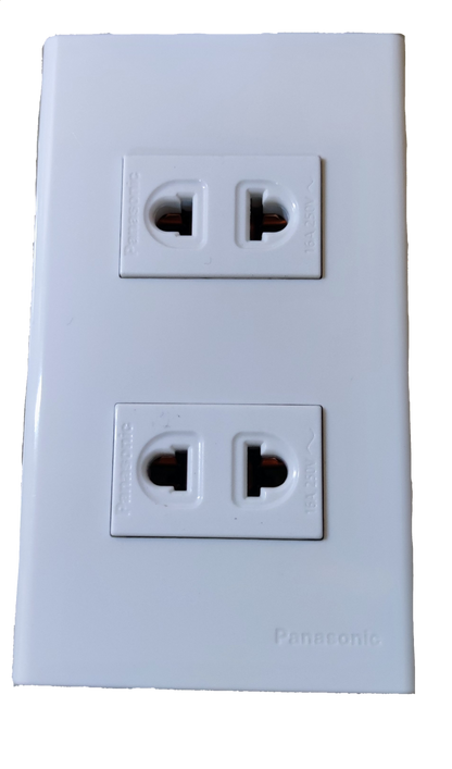 Panasonic 16A 250V double outlet with plate in sleek white design for reliable electrical connections