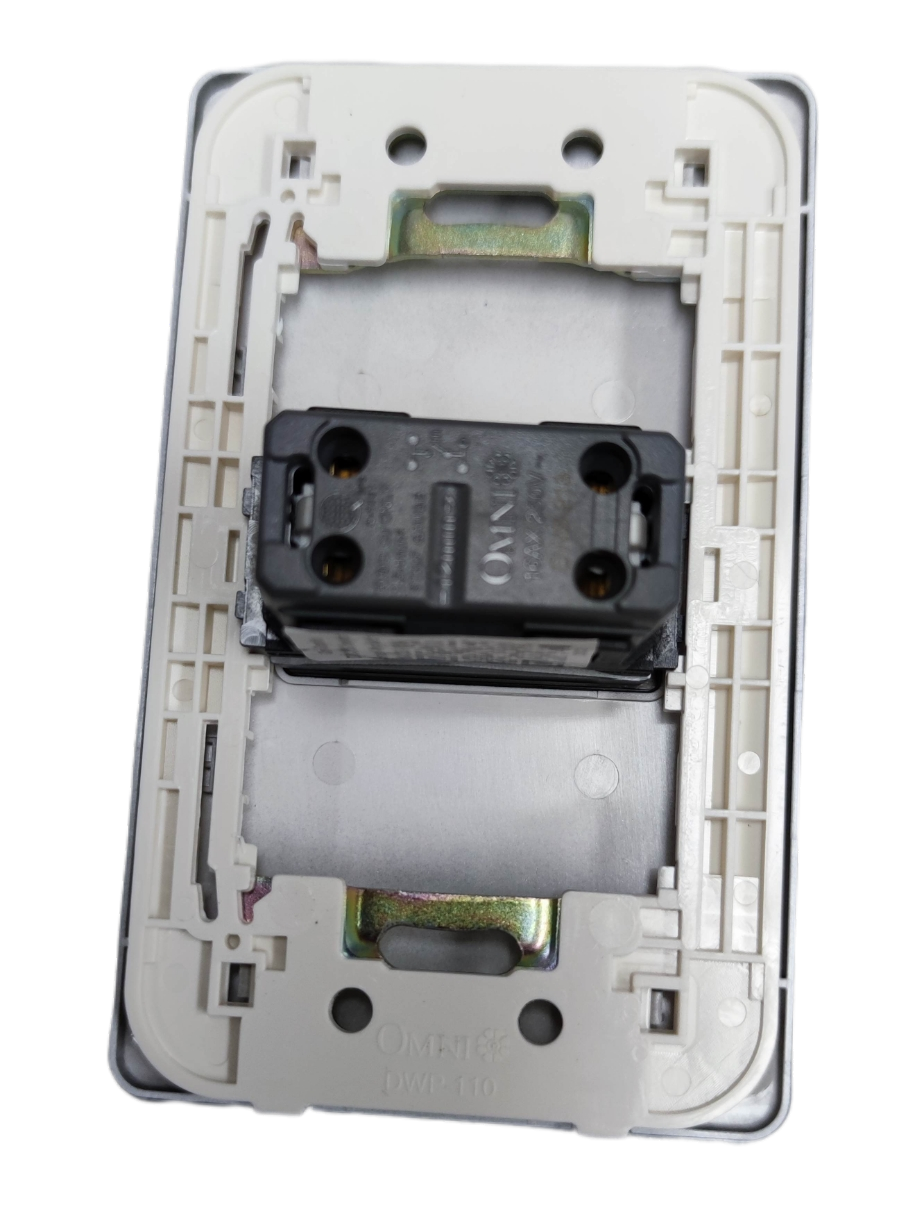 Omni 16A 250V modern wall switch with a sleek design for contemporary electrical installations