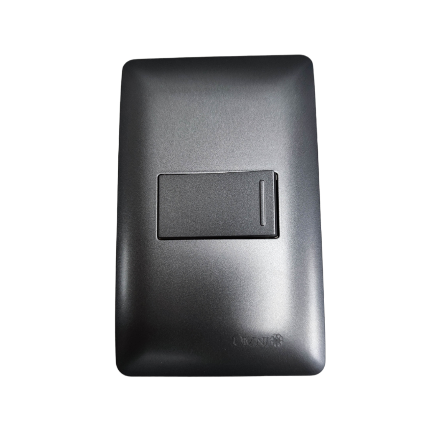 Omni 16A 250V modern wall switch in sleek black design for easy power control