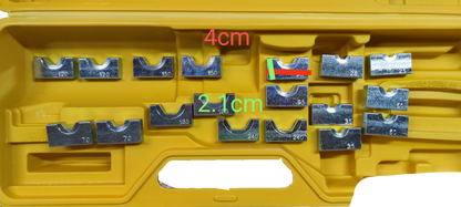 Grippes 16mm to 240mm cable crimping pliers with various crimping dies in a case for versatile applications
