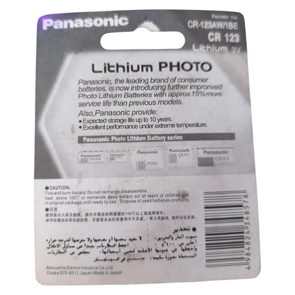 Panasonic Lithium Photo 3V CR123A Battery CR-123A/1BE