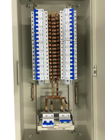 Chint 18 Branches 2 Pole Miniature Circuit Breaker electrical panel with copper wiring and blue switches