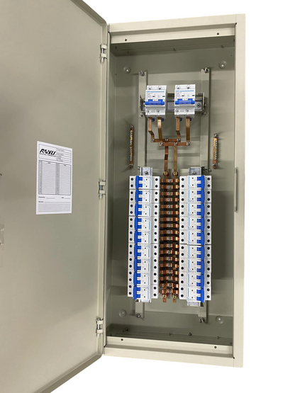 Chint 18 Branches 2 Pole Miniature Circuit Breaker electrical panel with multiple circuit breakers installed