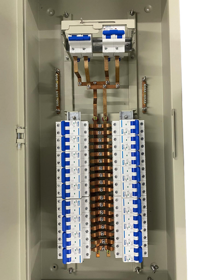 Chint 18 Branches 2 Pole Miniature Circuit Breaker electrical panel with organized wiring and breakers