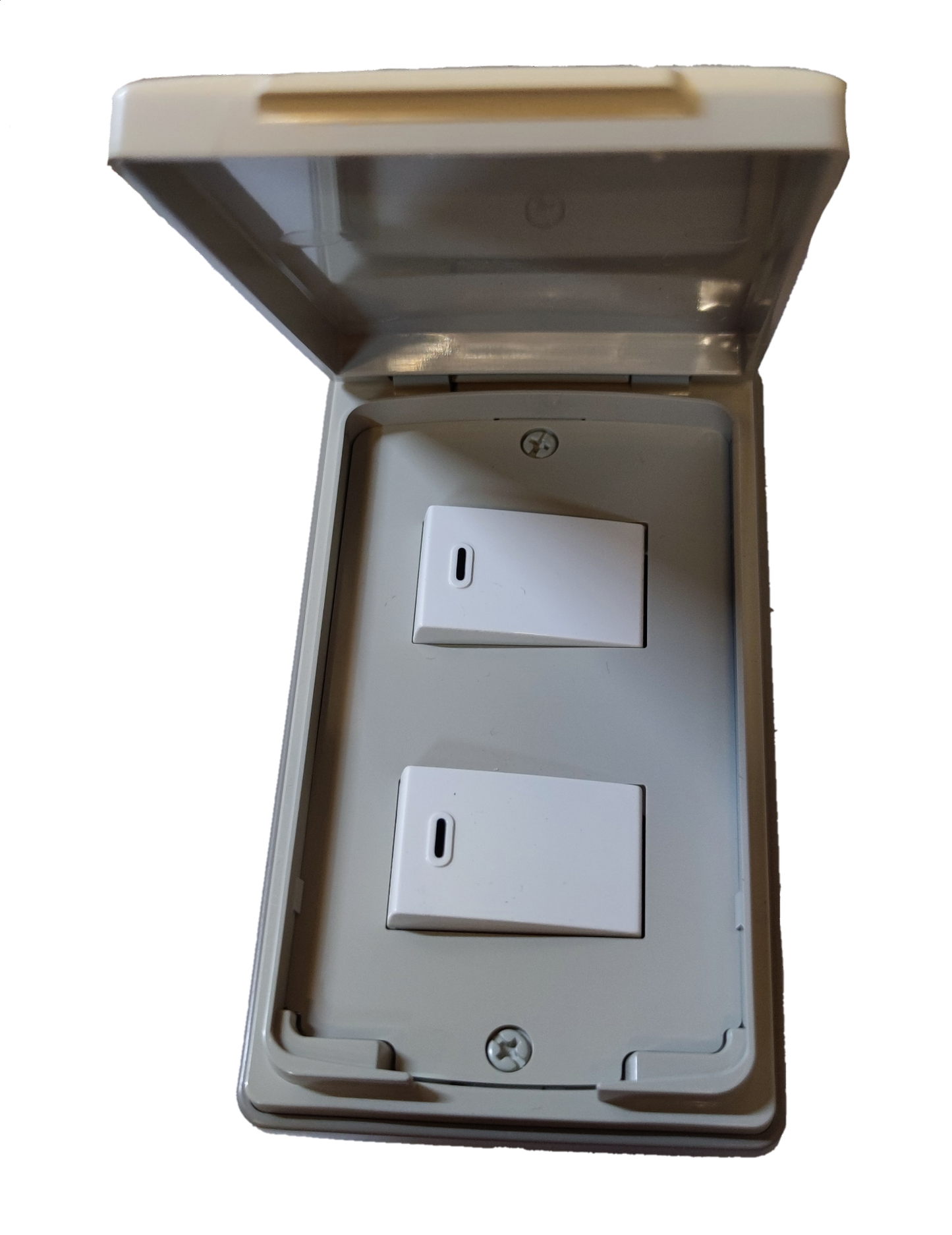 Panasonic 2 Gang Switch with Weatherproof Plate Cover, 2 Gang 1 Way Switch Wide Series with Weatherproof Cover, 2 Gang Switch with Weatherproof Plate Cover WEG5001K-5 / WEG7902