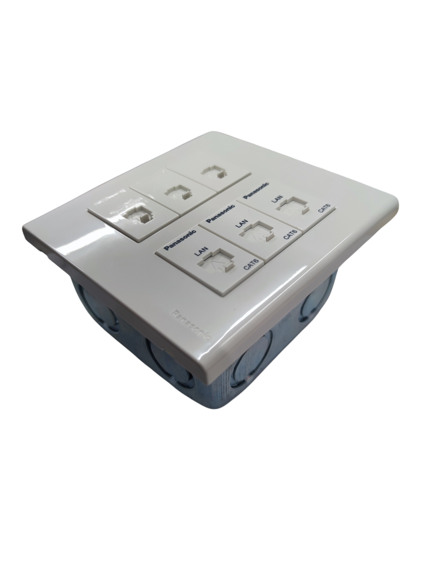 Panasonic 3 Gang Telephone Outlet and 3 Gang CAT6  with Utility Box WEG6806+(3XWEG2164+3XWEG24886)+Utility