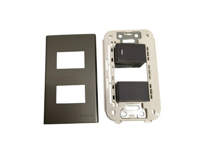 Panasonic 2 Gang Combination Switch,3 Way Switch and 1 Way Switch 16A 250V with Plate Cover Metallic Gray WEG6802MH-1/WEG5002HK-5/WEG5001HK-5