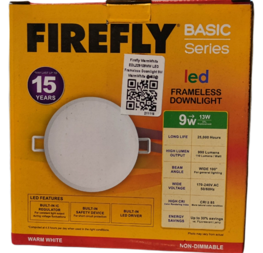 Firefly 9W LED Downlight 220V Warm White