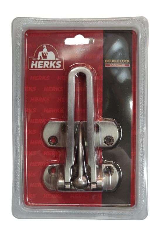 Double Lock Door Guard Satin Nickle 108 x 68 x 21mm Zinc Alloy Door Chain Mode ( Herks) HD1002SN
