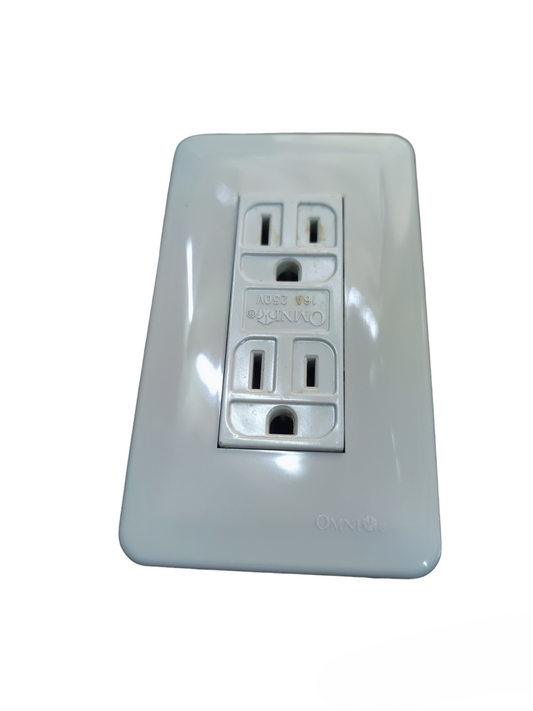 Omni Duplex Flat Pin Outlet with Ground 16A 250V WGD-402+WEP-103