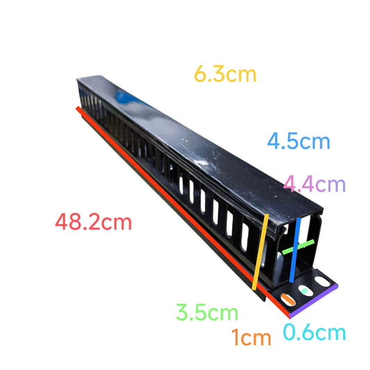 1U cable duct for data cabinet 19 Inches in black, designed for effective cable management