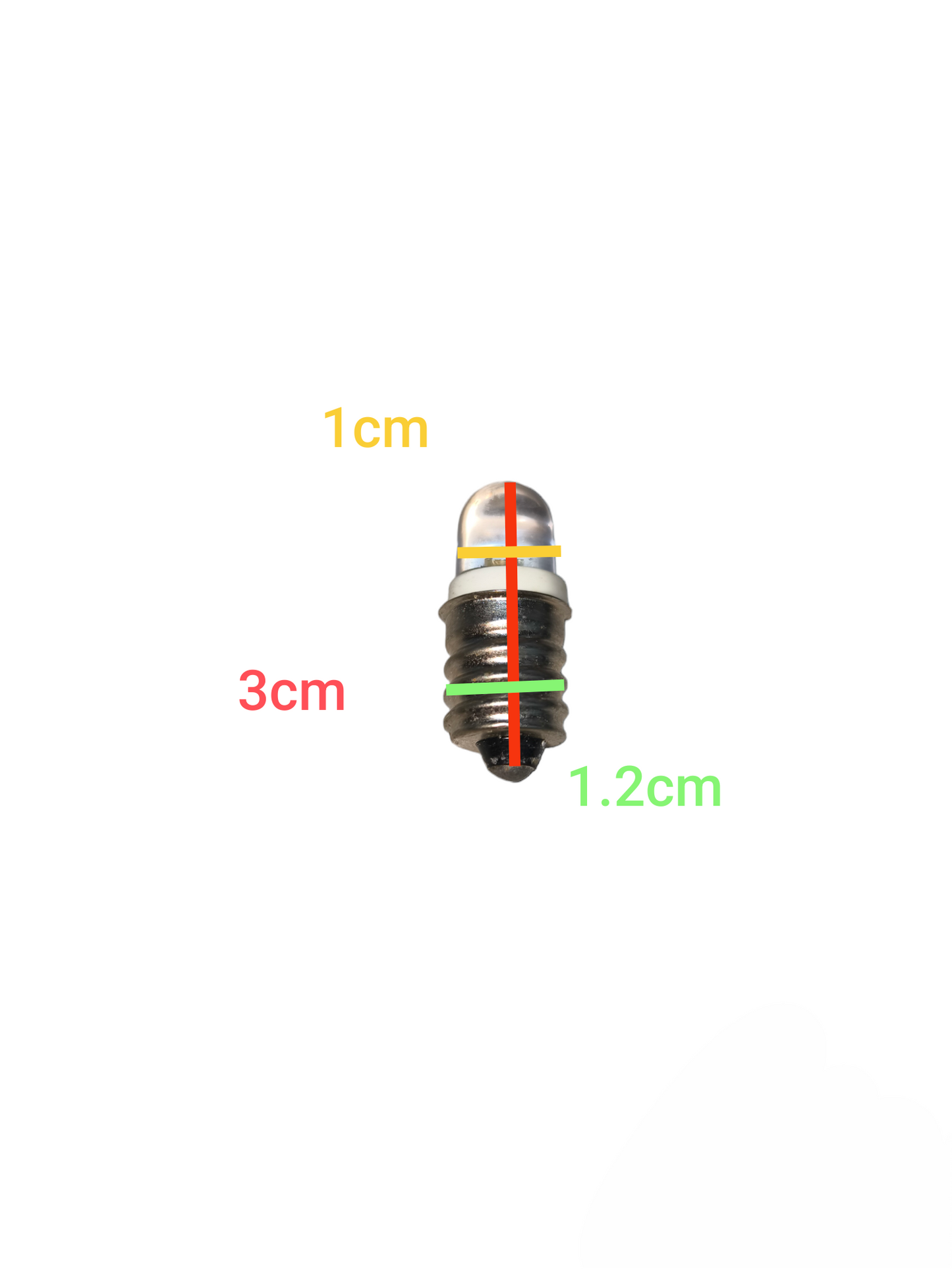 1W 220V LED pilot lamp E12 with compact design and detailed size markings