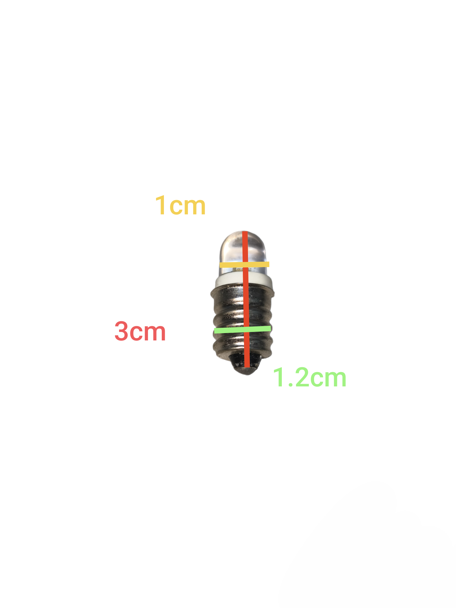 1W 220V LED pilot lamp E12 with compact design and detailed size markings
